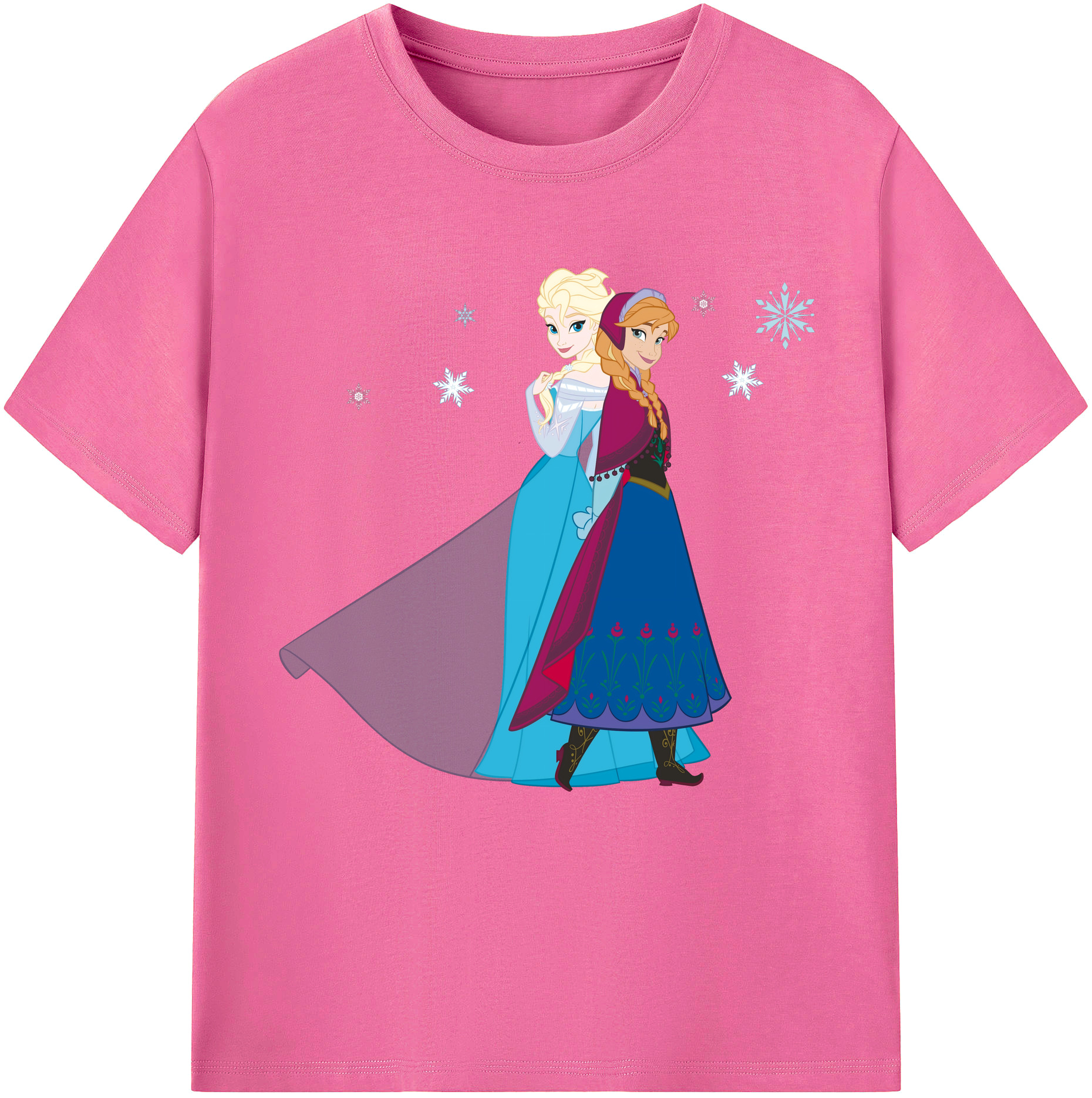 （画像用） アナと雪の女王 アンナ エルサ Frozen Anna Elsa レディースカジュアルプリントTシャツ（綿100％）